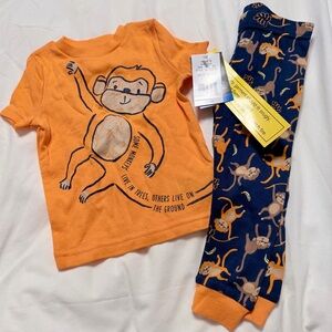 NWT! Orange and Navy Monkey Pajama Set - Toddler 18M